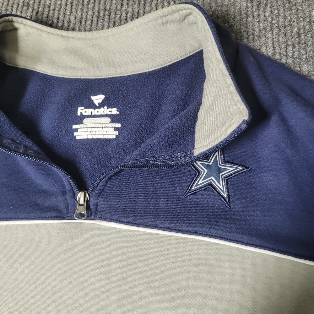 Fanatics Dallas Cowboys Sweater Pullover Men 3XL Blue 1/4 Zip - Picture 3 of 7